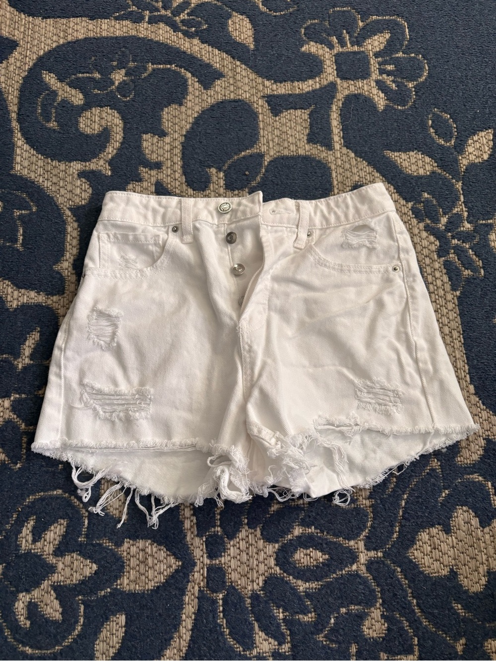 wild fable White Distressed High-Rise Denim Shorts